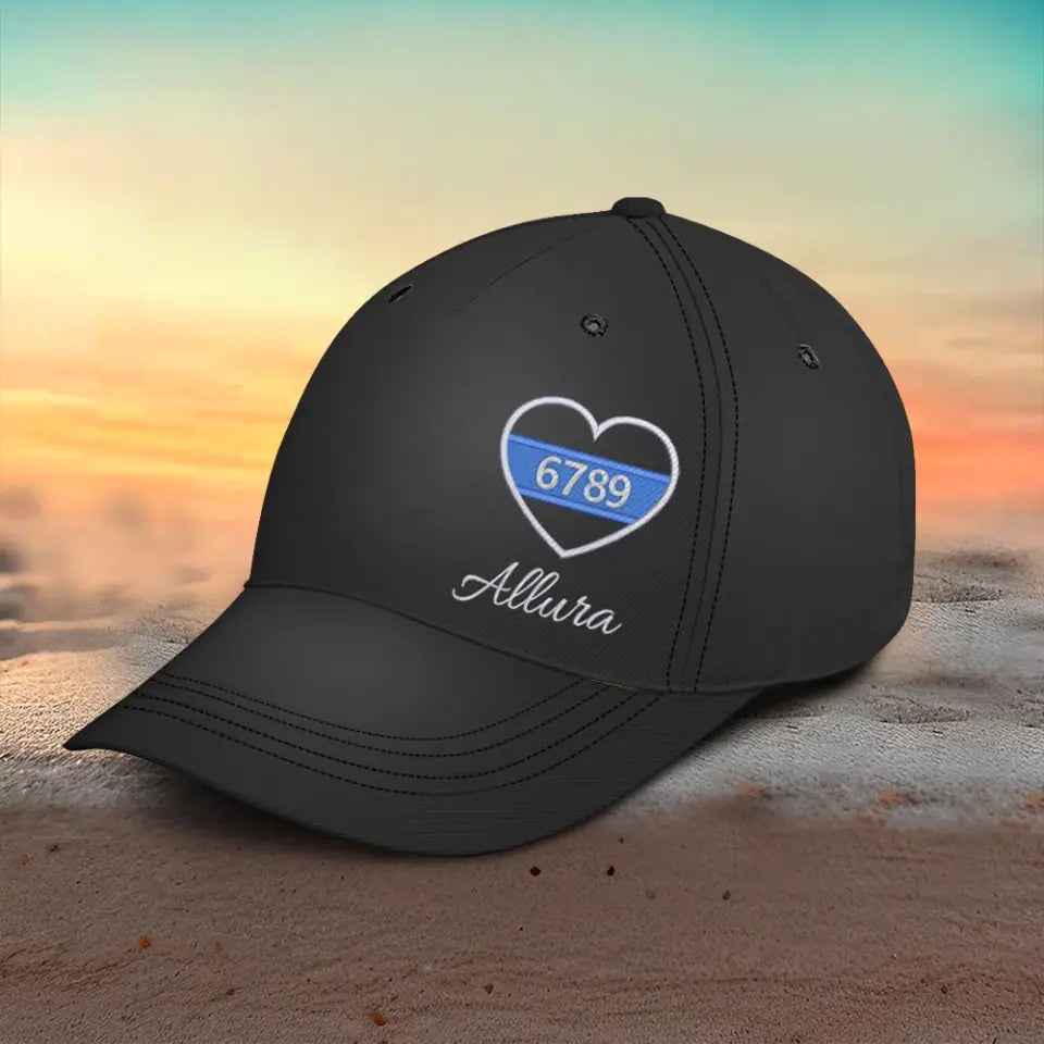Personalized Heart Police Custom ID Valentine's Day Embroided Cap 2D Printed QTLVA24203