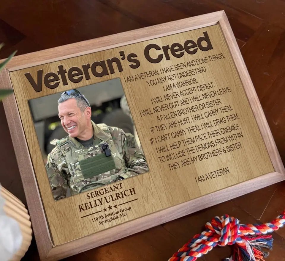 Personalized Upload Your Veteran Photo Veteran's Creed I Am A Veteran I Have Seen And Done Things Poster QTKVH24518