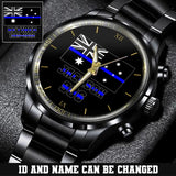 Personalized Australian Thin Blue Line Name & Badge Number Watch Printed QTKH24562