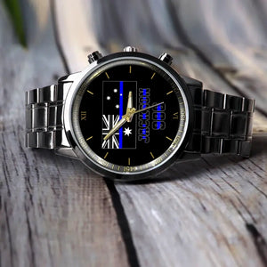 Personalized Australian Thin Blue Line Name & Badge Number Watch Printed QTKH24562
