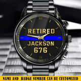 Personalized Retired Police Blue Line Custom Name & ID Watch Printed QTKH24634