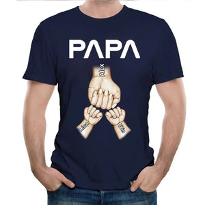 Personalized Papa Hands & Kid Names Best Gift For Dad Father's Day Gift T-shirt Printed HN241162