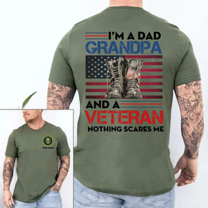 Personalized I'm A Dad Grandpa And A Veteran Nothing Scares Me US Veteran T-shirt Printed KVH241304