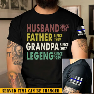 Personalized Husband Father Grandpa Legend US Police Father's Day Gift T-shirt Printed QTKH241306