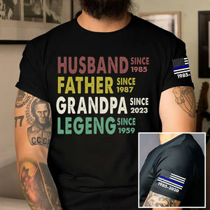 Personalized Husband Father Grandpa Legend US Police Father's Day Gift T-shirt Printed QTKH241306