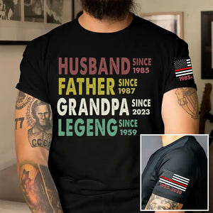 Personalized Husband Father Grandpa Legend US Firefighter Father's Day Gift T-shirt Printed QTKH241306