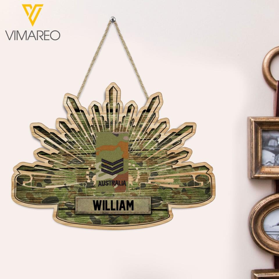 Personalized Australian Soldier Wood Sign Printed 22APR-HQ06