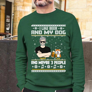 Personalized I Like Beer And Dog Christmas Crew Neck Sweatshirt Printed 22OCT-HQ13