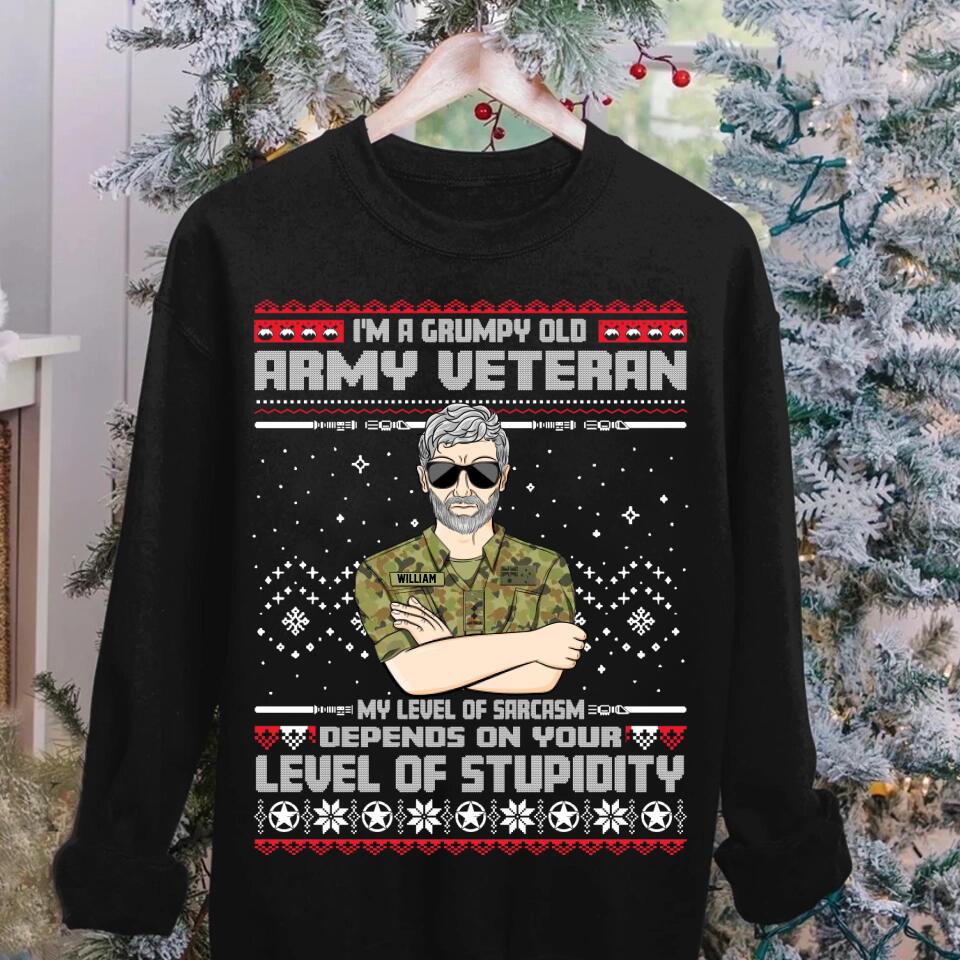 Personalized Grumpy Old Australian Veterans/Soldier  Christmas Crew Neck Sweatshirt Printed 22OCT-HQ14