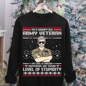 Personalized Grumpy Old British Veterans/Soldier  Christmas Crew Neck Sweatshirt Printed 22OCT-HQ14