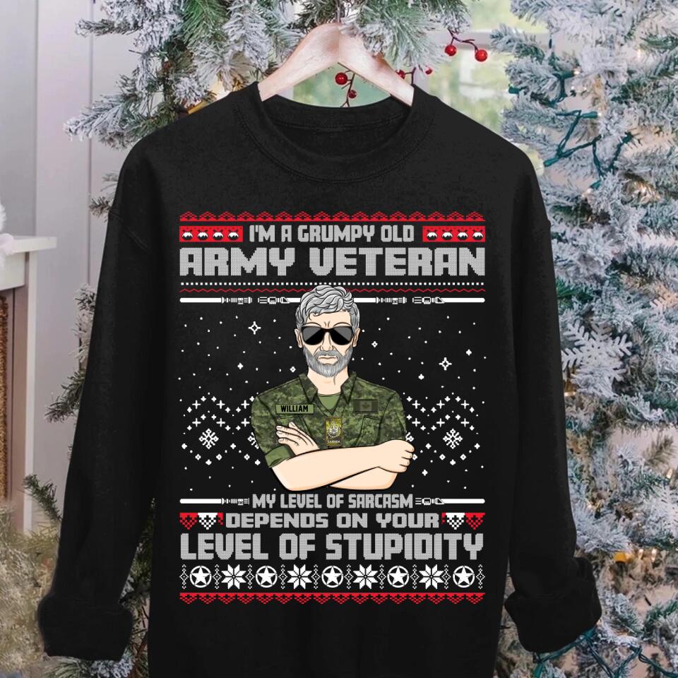 Personalized Grumpy Old Canadian Veterans/Soldier  Christmas Crew Neck Sweatshirt Printed 22OCT-HQ14