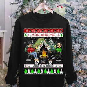 Personalized You And Me And The Dogs Camping Christmas Crew Neck Sweatshirt Printed 22OCT-DT15