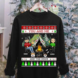 Personalized You And Me And The Dogs Camping Christmas Crew Neck Sweatshirt Printed 22OCT-DT15
