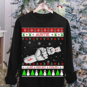 Personalized Auntie Like A Mom But A Cooler Christmas Crew Neck Sweatshirt Printed 22OCT-HY15