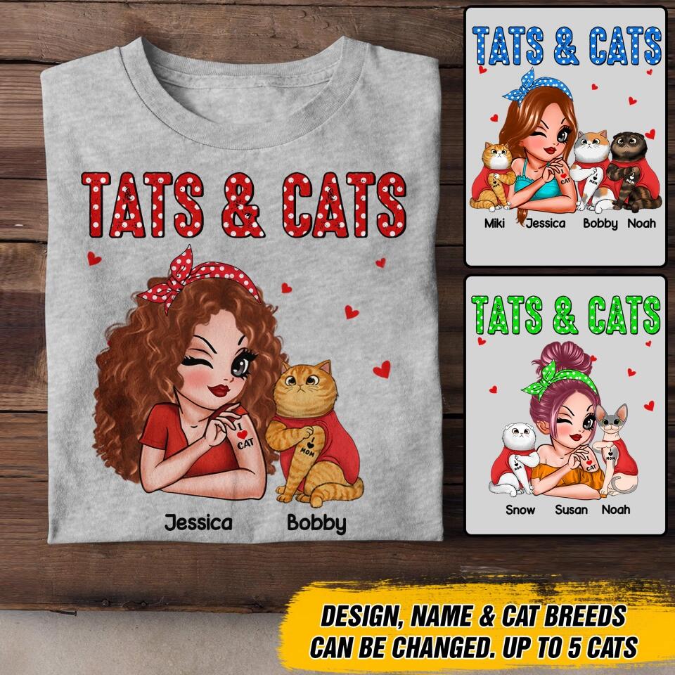 Personalized Tats & Cats Girl Love Tattoos And Cat Shirt Printed 22NOV-DT07