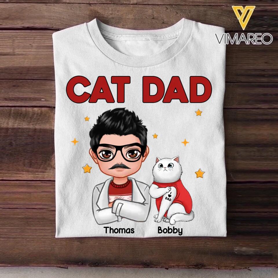 Personalized Cat Dad I Love Cat Tshirt Printed 22NOV-DT07