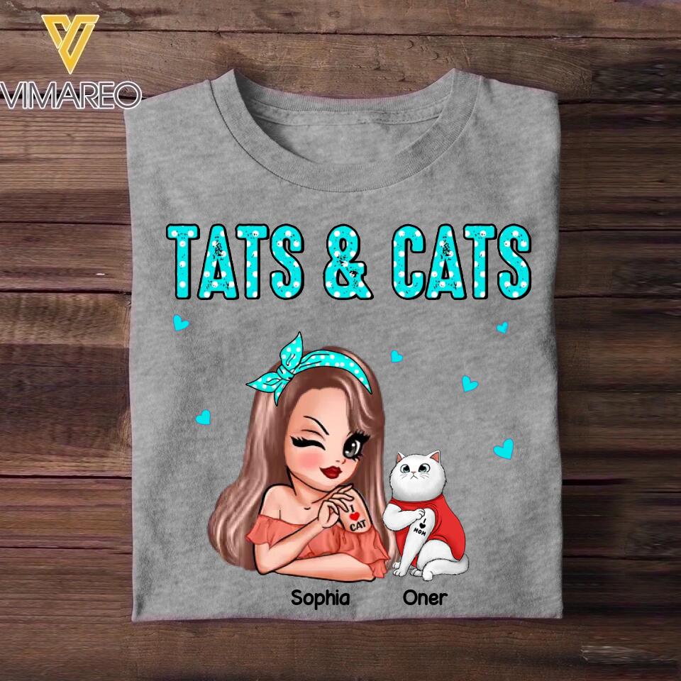 Personalized Tats & Cats Girl Love Tattoos And Cat Shirt Printed 22NOV-DT07