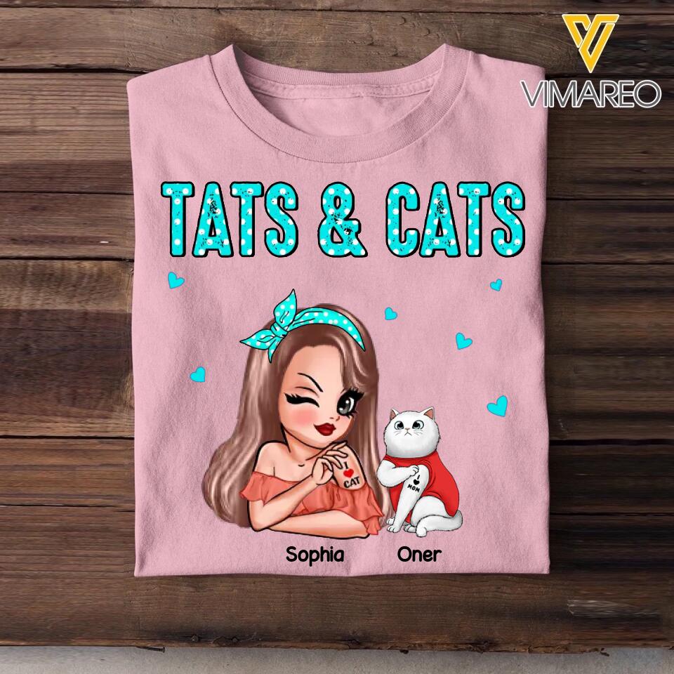 Personalized Tats & Cats Girl Love Tattoos And Cat Shirt Printed 22NOV-DT07