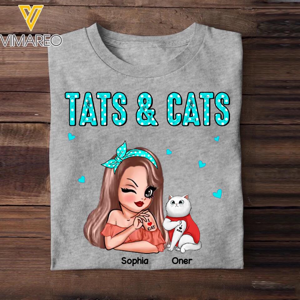 Personalized Tats & Cats Girl Love Tattoos And Cat Shirt Printed 22NOV-DT07