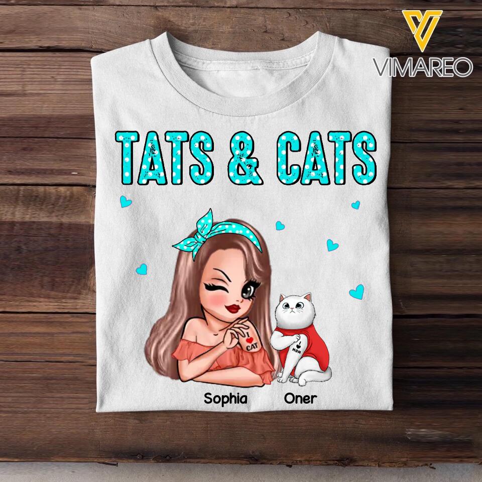 Personalized Tats & Cats Girl Love Tattoos And Cat Shirt Printed 22NOV-DT07