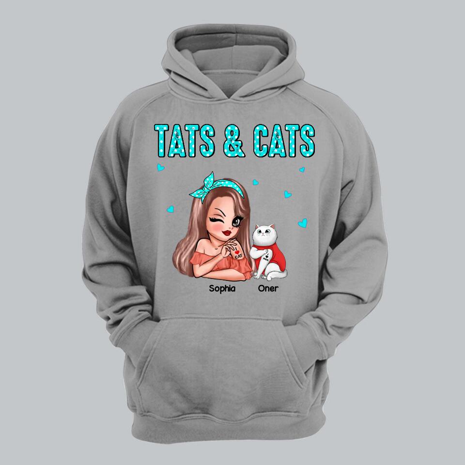 Personalized Tats & Cats Girl Love Tattoos And Cat Shirt Printed 22NOV-DT07