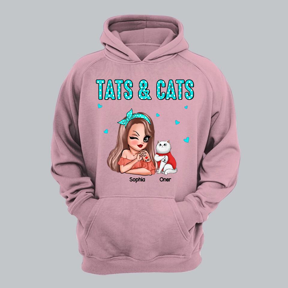 Personalized Tats & Cats Girl Love Tattoos And Cat Shirt Printed 22NOV-DT07