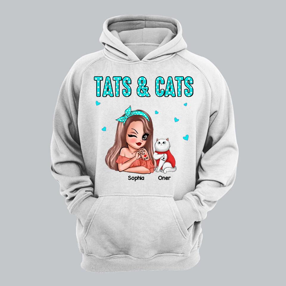 Personalized Tats & Cats Girl Love Tattoos And Cat Shirt Printed 22NOV-DT07