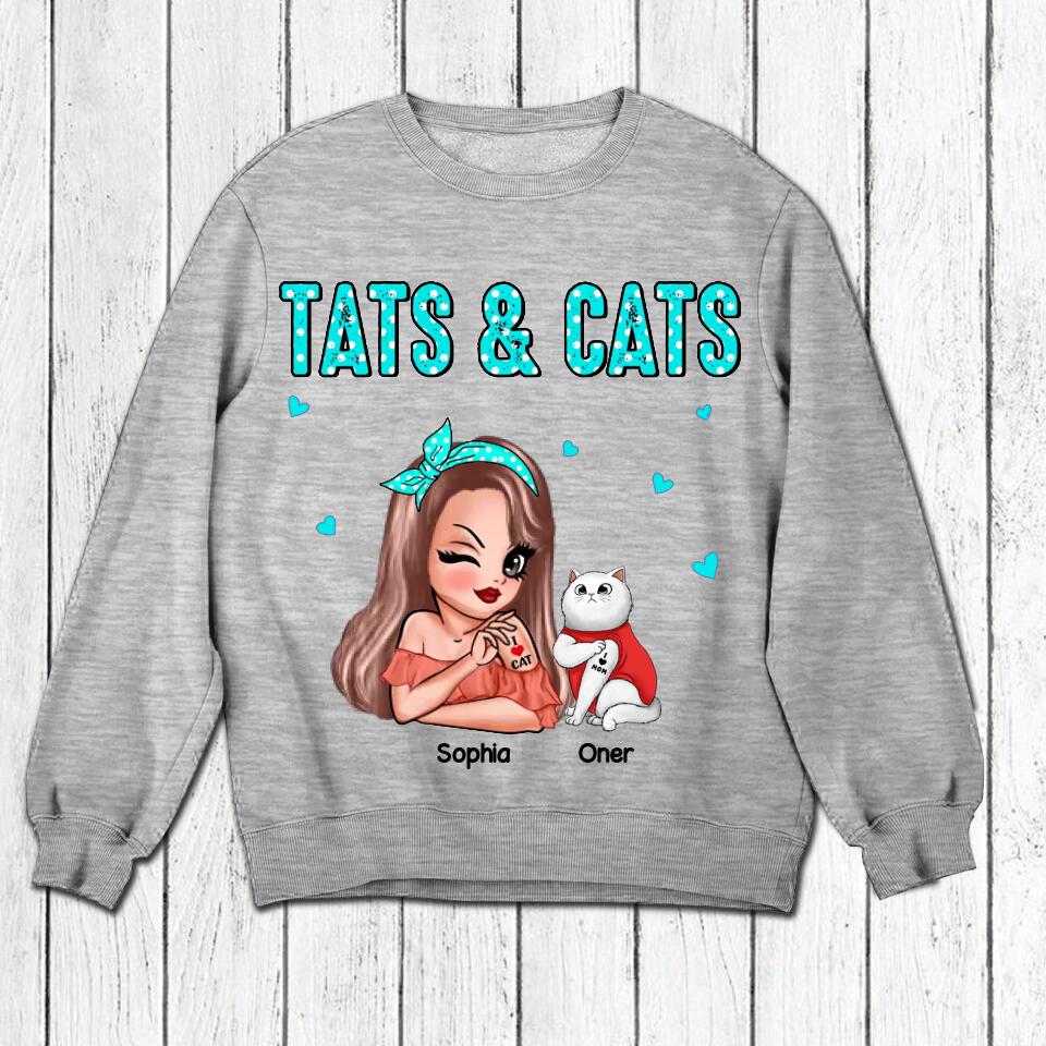 Personalized Tats & Cats Girl Love Tattoos And Cat Shirt Printed 22NOV-DT07