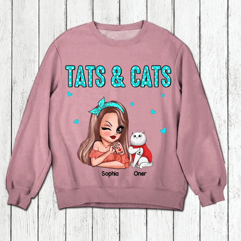Personalized Tats & Cats Girl Love Tattoos And Cat Shirt Printed 22NOV-DT07