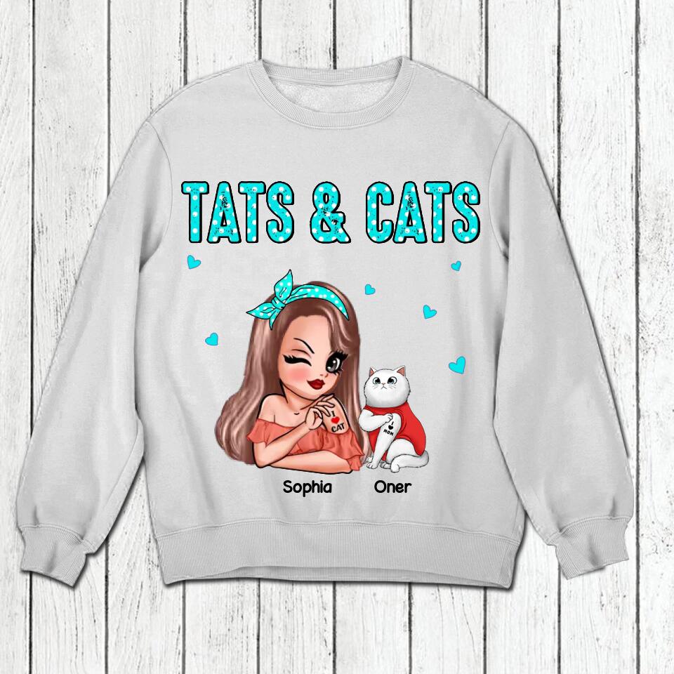 Personalized Tats & Cats Girl Love Tattoos And Cat Shirt Printed 22NOV-DT07