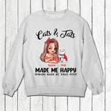 Personalized Cats And Jats Make Me Happy Tshirt Hoodie Or Sweatshirt Printed QTHY0811