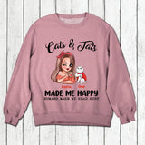 Personalized Cats And Jats Make Me Happy Tshirt Hoodie Or Sweatshirt Printed QTHY0811
