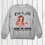 Personalized Cats And Jats Make Me Happy Tshirt Hoodie Or Sweatshirt Printed QTHY0811