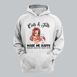 Personalized Cats And Jats Make Me Happy Tshirt Hoodie Or Sweatshirt Printed QTHY0811