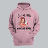 Personalized Cats And Jats Make Me Happy Tshirt Hoodie Or Sweatshirt Printed QTHY0811
