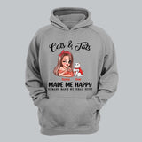 Personalized Cats And Jats Make Me Happy Tshirt Hoodie Or Sweatshirt Printed QTHY0811