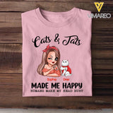 Personalized Cats And Jats Make Me Happy Tshirt Hoodie Or Sweatshirt Printed QTHY0811