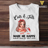 Personalized Cats And Jats Make Me Happy Tshirt Hoodie Or Sweatshirt Printed QTHY0811