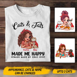 Personalized Cats And Jats Make Me Happy Tshirt Hoodie Or Sweatshirt Printed QTHY0811