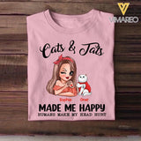 Personalized Cats And Jats Make Me Happy Tshirt Hoodie Or Sweatshirt Printed QTHY0811