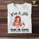Personalized Cats And Jats Make Me Happy Tshirt Hoodie Or Sweatshirt Printed QTHY0811