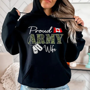 Personalized Proud Canadian Army Wife Grandma Mommy Rank With Name Camo Hoodie Or Tshirt Printed 22NOV-DT10
