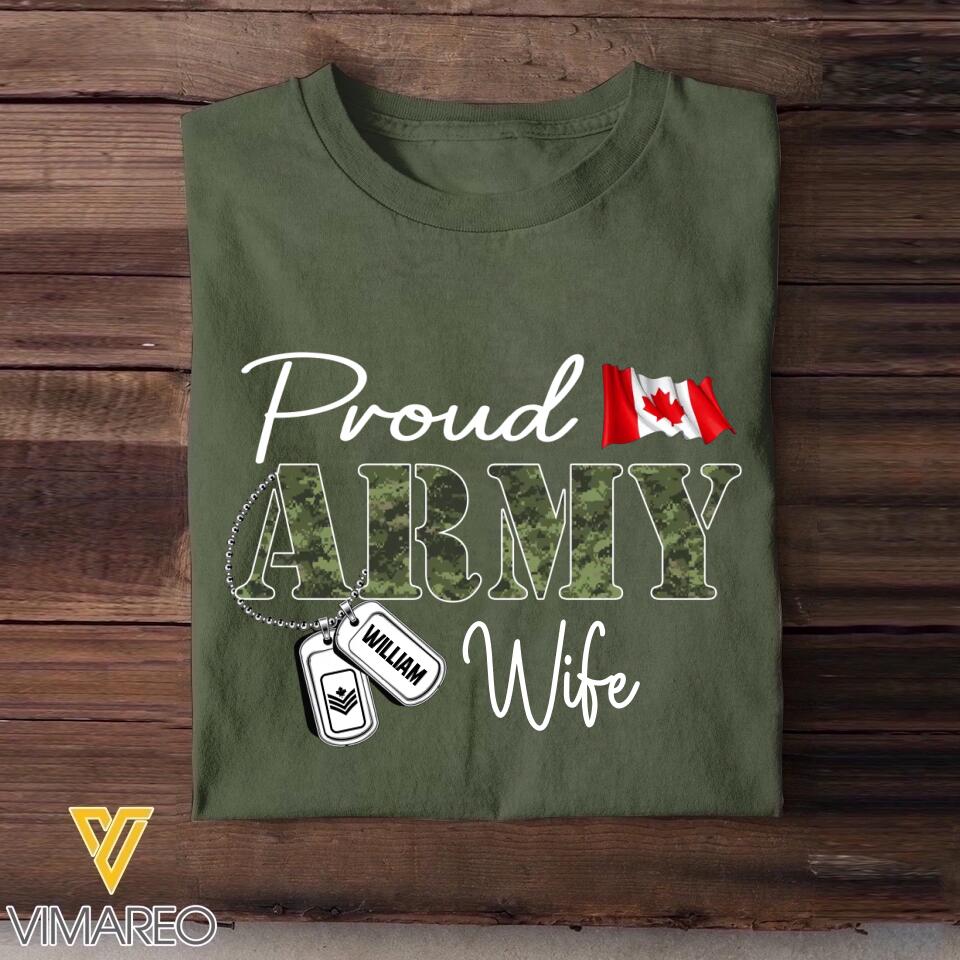 Personalized Proud Canadian Army Wife Grandma Mommy Rank With Name Camo Hoodie Or Tshirt Printed 22NOV-DT10