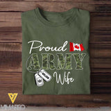 Personalized Proud Canadian Army Wife Grandma Mommy Rank With Name Camo Hoodie Or Tshirt Printed 22NOV-DT10