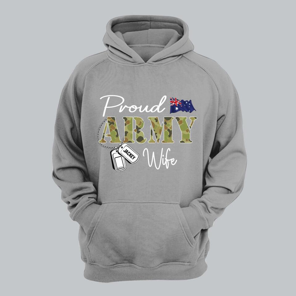 Personalized Proud Australian Army Wife Grandma Mommy Rank With Name Camo Hoodie Or Tshirt Printed 22NOV-DT10