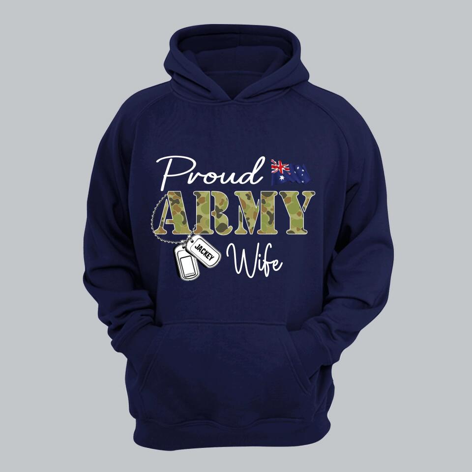 Personalized Proud Australian Army Wife Grandma Mommy Rank With Name Camo Hoodie Or Tshirt Printed 22NOV-DT10