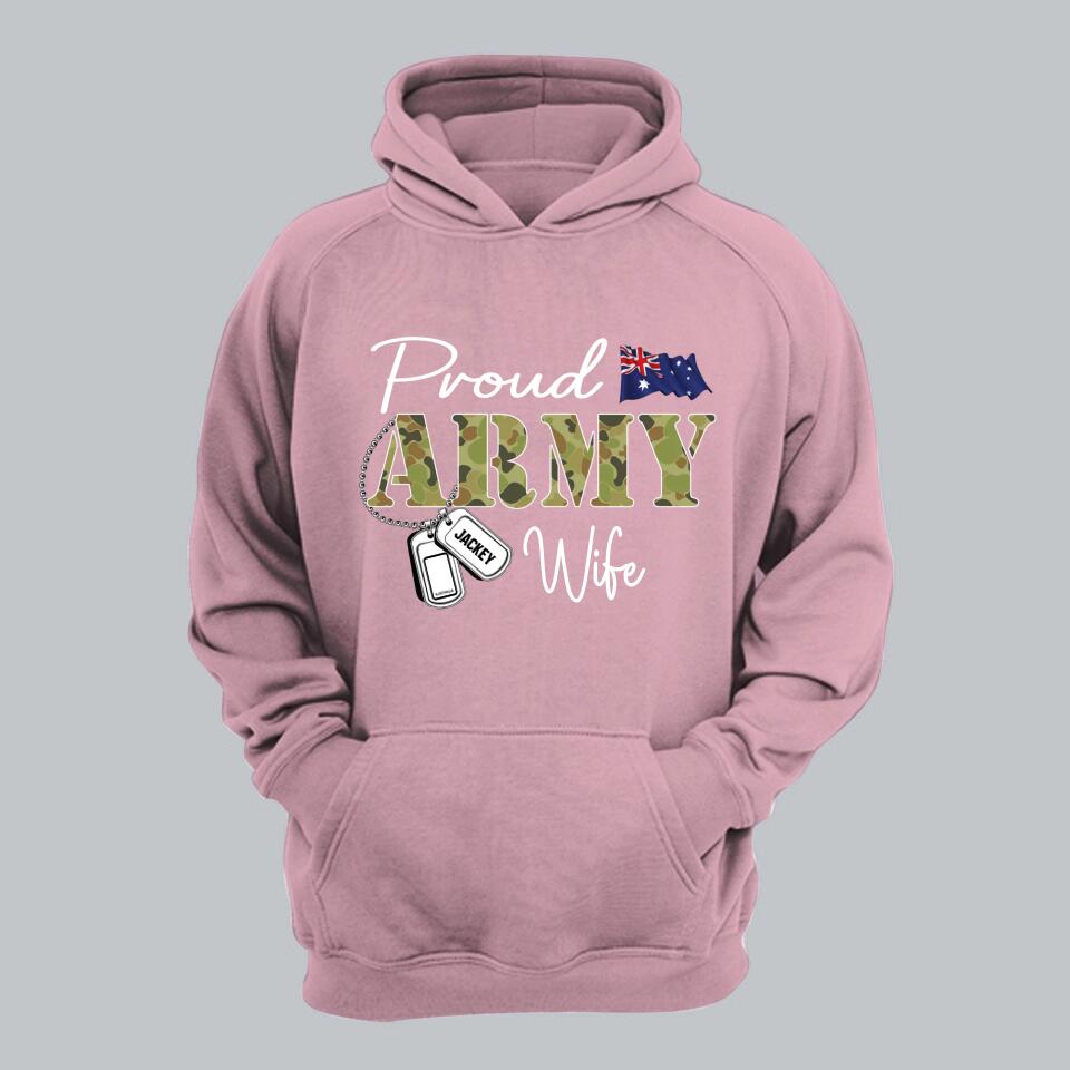 Personalized Proud Australian Army Wife Grandma Mommy Rank With Name Camo Hoodie Or Tshirt Printed 22NOV-DT10