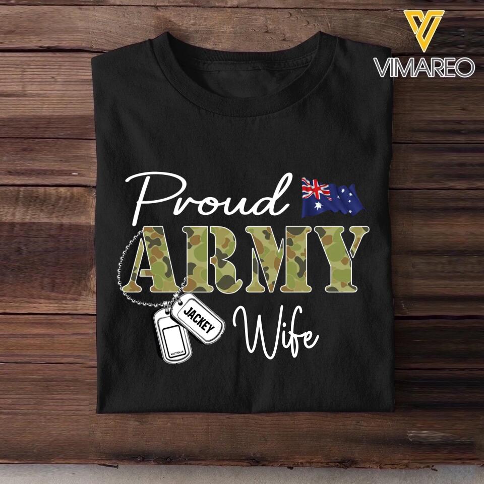 Personalized Proud Australian Army Wife Grandma Mommy Rank With Name Camo Hoodie Or Tshirt Printed 22NOV-DT10
