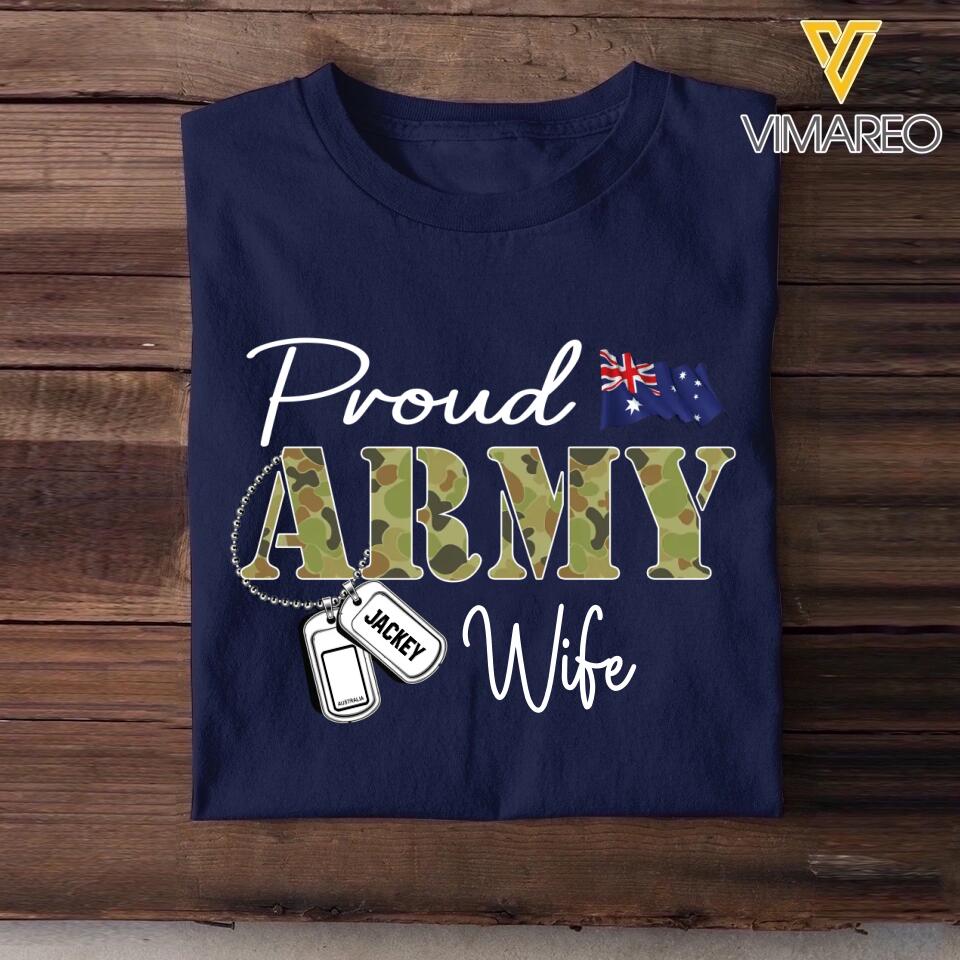 Personalized Proud Australian Army Wife Grandma Mommy Rank With Name Camo Hoodie Or Tshirt Printed 22NOV-DT10