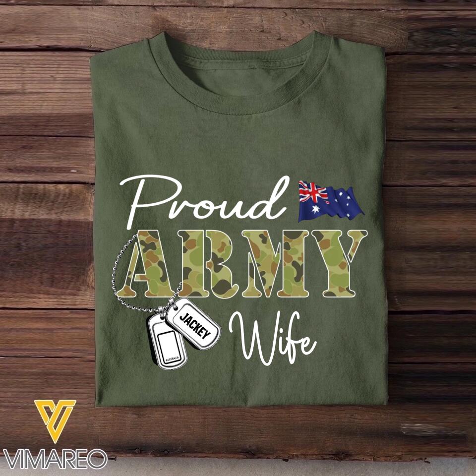 Personalized Proud Australian Army Wife Grandma Mommy Rank With Name Camo Hoodie Or Tshirt Printed 22NOV-DT10